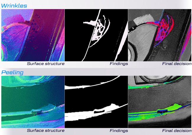 Examples of detects detected on materials applied to glass